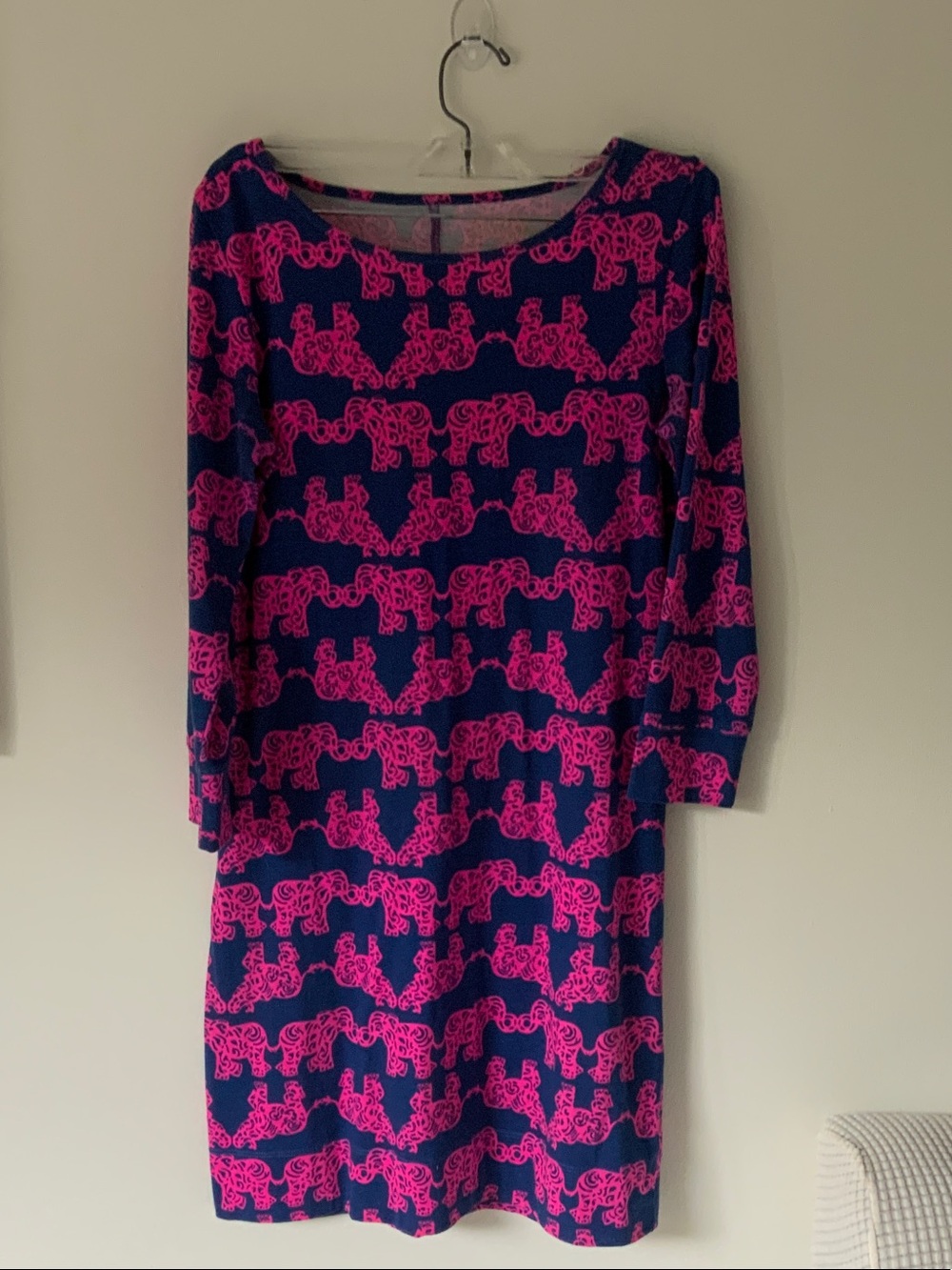 Lilly Pulitzer Navy and Hot Pink Elephant Print Top